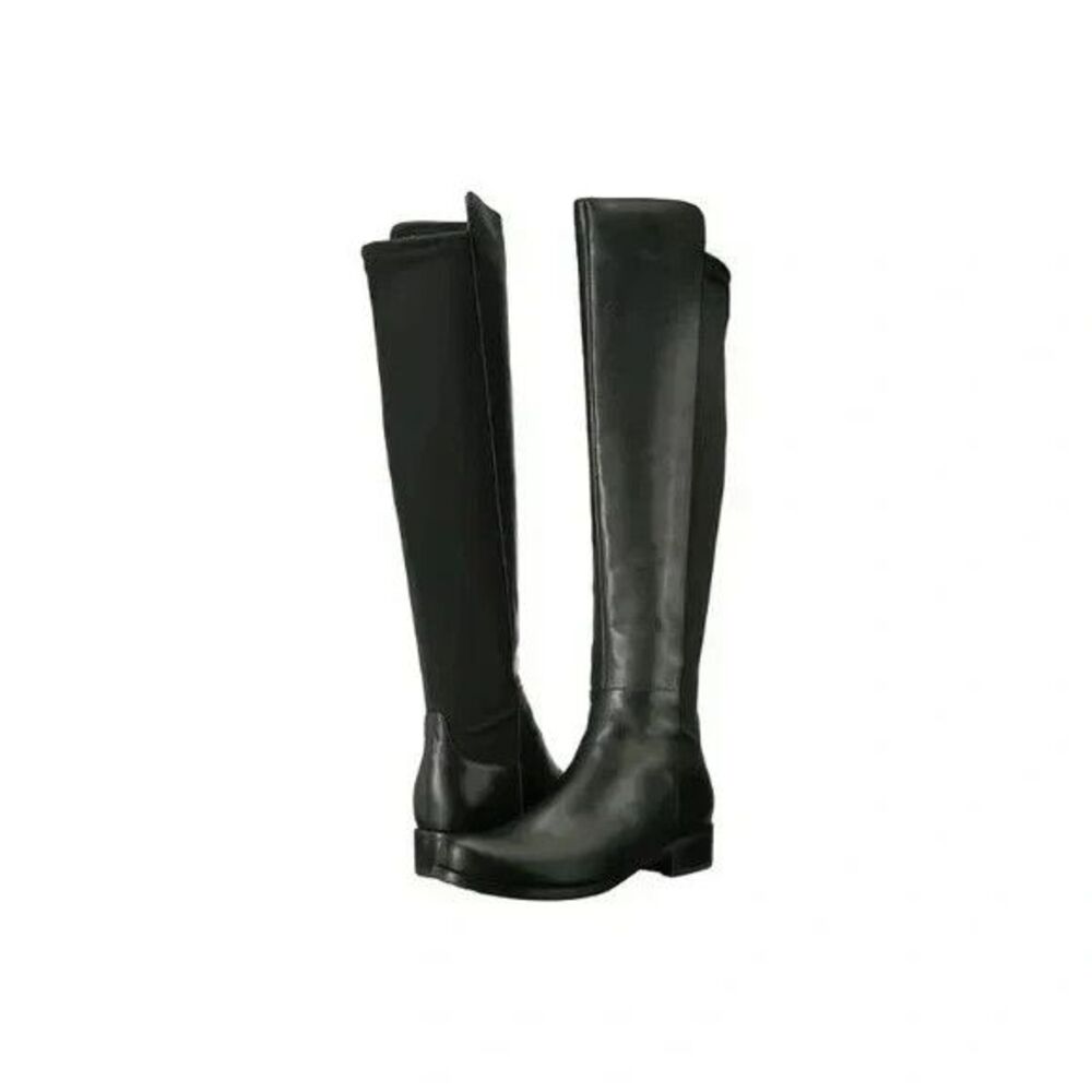 Blondo Velma Women Sz 7 / 38 Black Leather Textile Waterproof Over Knee Boots